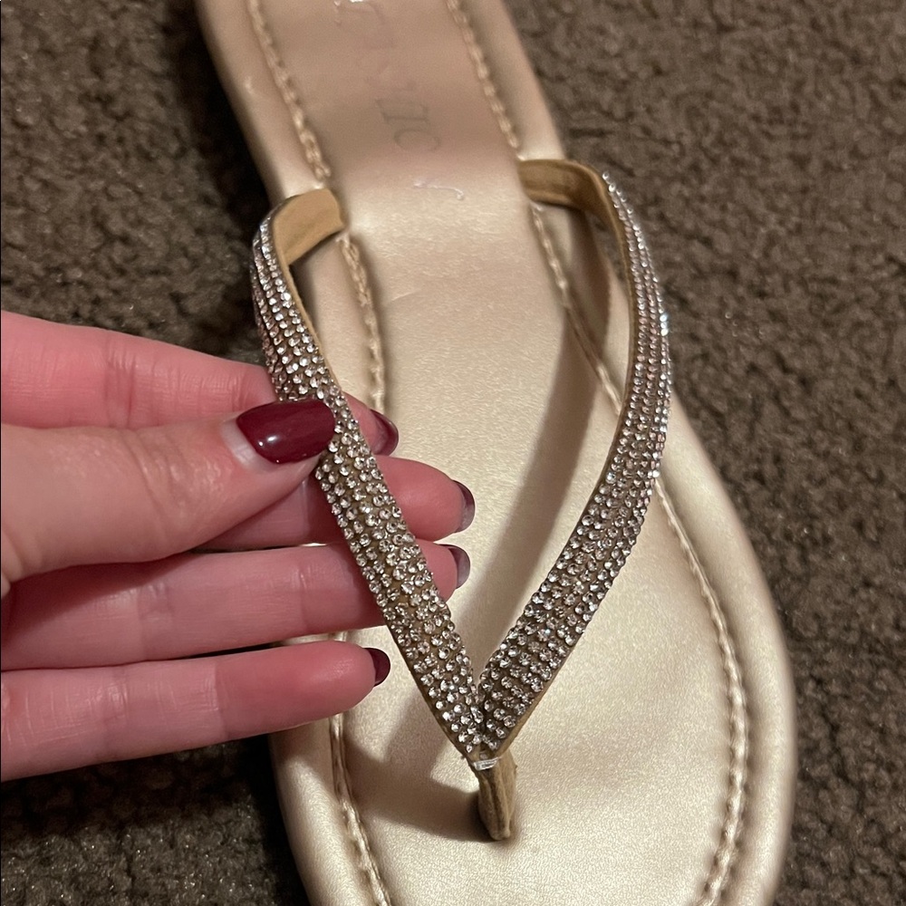 Gold Rhinestone Sandals - Picture 4 of 5